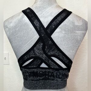 Gymshark Seamless Sports Bra Small Black Gray Marl Cross Back Athletic Bra